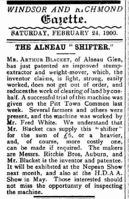 An article from the Windsor and Richmond Gazette, February 24, 1900. 