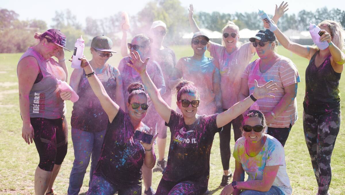 No one escaped the colour: The students weren't the only ones to get a little messy.