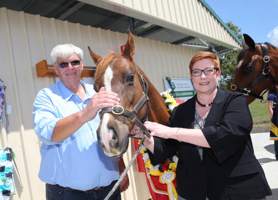 Hawkesbury District Agricultural Association president, Ross Matheson, and Senator Marise Payne look forward to the 2021 Hawkesbury Show. Picture: Geoff Jones