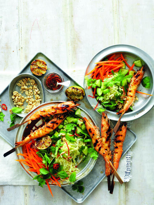 Try this: Chilli, lime & peanut salad with BBQ prawns