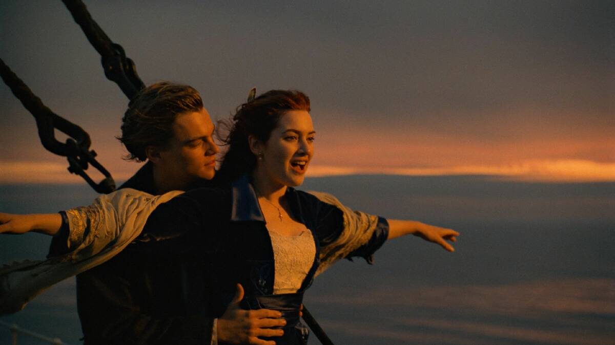 Leonardo DiCaprio and Kate Winslet in Titanic. Picture: Courtesy of Paramount Pictures and 20th Century Fox. 