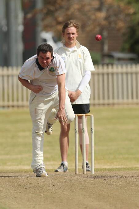 Glen Jacobson, pictured in round one, took one wicket for Riverstone at the weekend. Picture: Geoff Jones