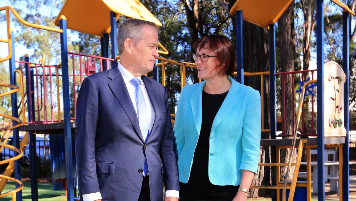 Federal opposition leader Bill Shorten and Member for Macquarie Susan Templeman. Ms Templeman said collective vocies were hard to ignore. Picture: Geoff Jones