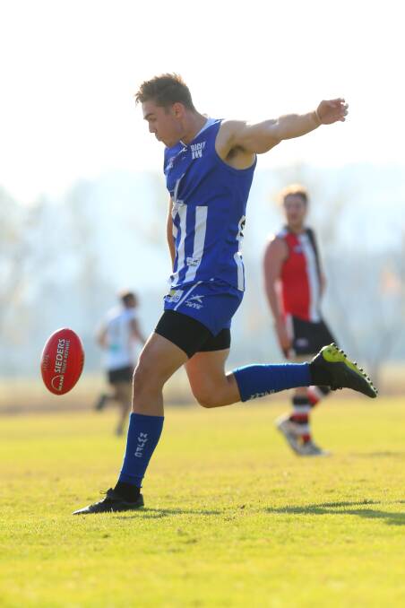 Aiden Sharvell plays against the Saints in round 7. Picture: Geoff Jones