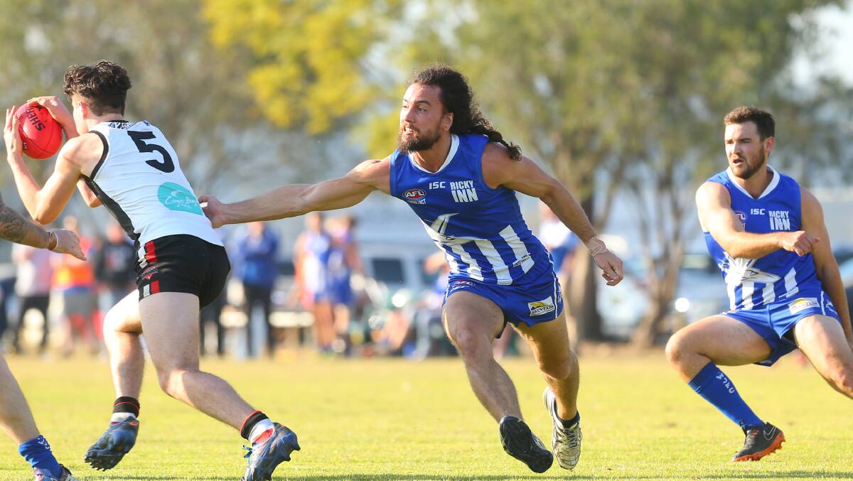 David Clinch attempts a tackle in round seven while playing for the Nor-West Jets. Picture: Geoff Jones