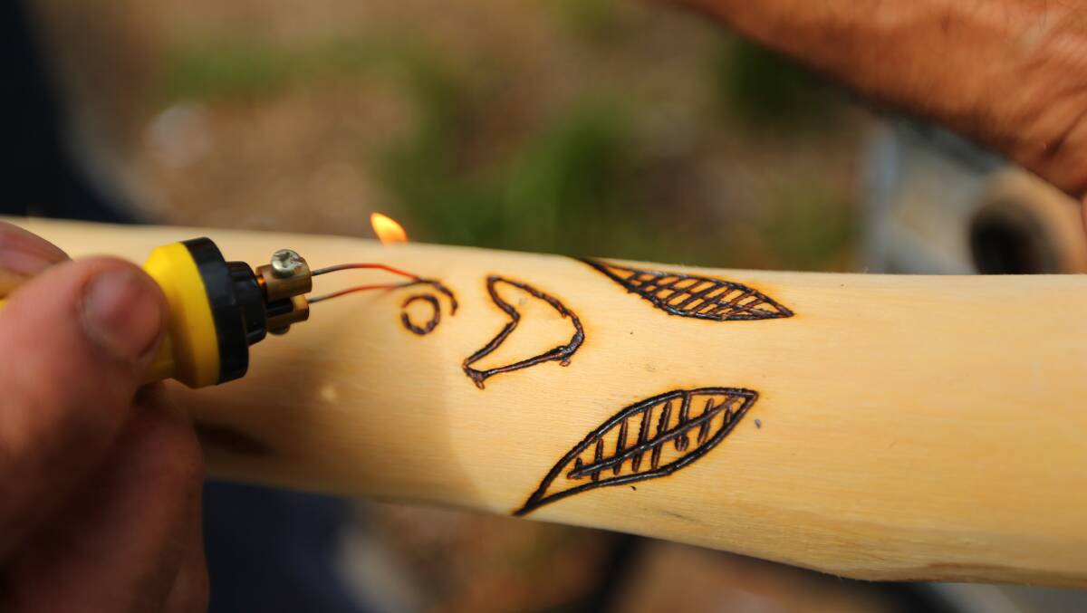 A didgeridoo being created by Hawkesbury High School students for NAIDOC Week. During the week. Picture: Geoff Jones