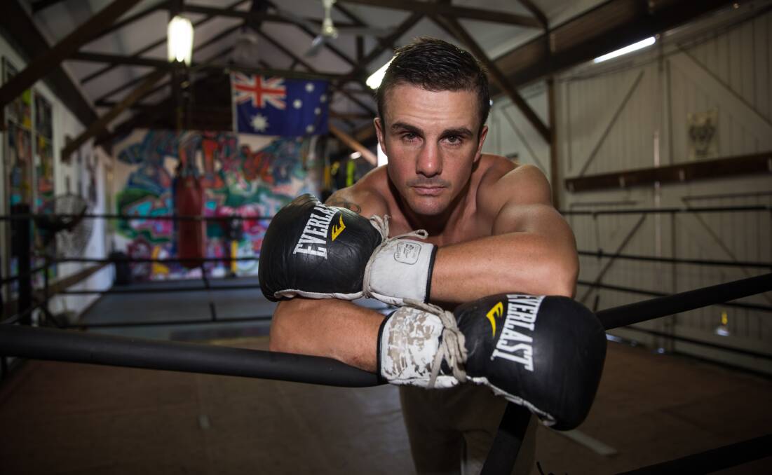 Super featherweight title: Local boxer Joel Brunker at his home, Richmond Boxing Gym, preparing for his title fight. Picture: Geoff Jones.