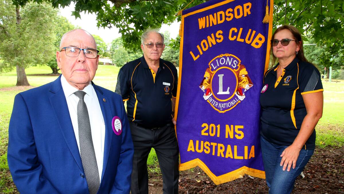 New members appeal: Lions Club of Windsor members, President Ron Coleman, Vice President Ray Packer and Secretary Vera Miller, need to fill administration roles to ensure the club can still operate. Picture: Geoff Jones