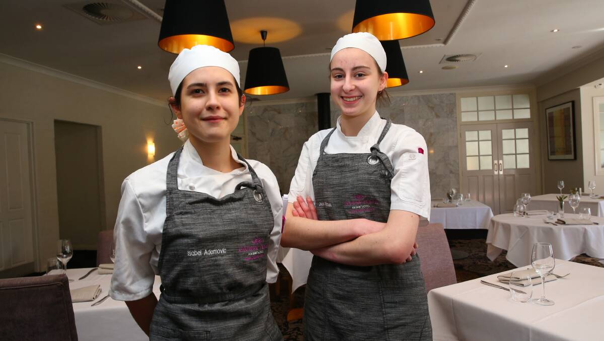 Up the ranks: Crown Plaza Windsor apprentice chefs Isabel Ademovic and Joan Pirovic won bronze medals at the 2019 NSW Metropolitan Cook Off at Ryde Tafe. Picture: Geoff Jones