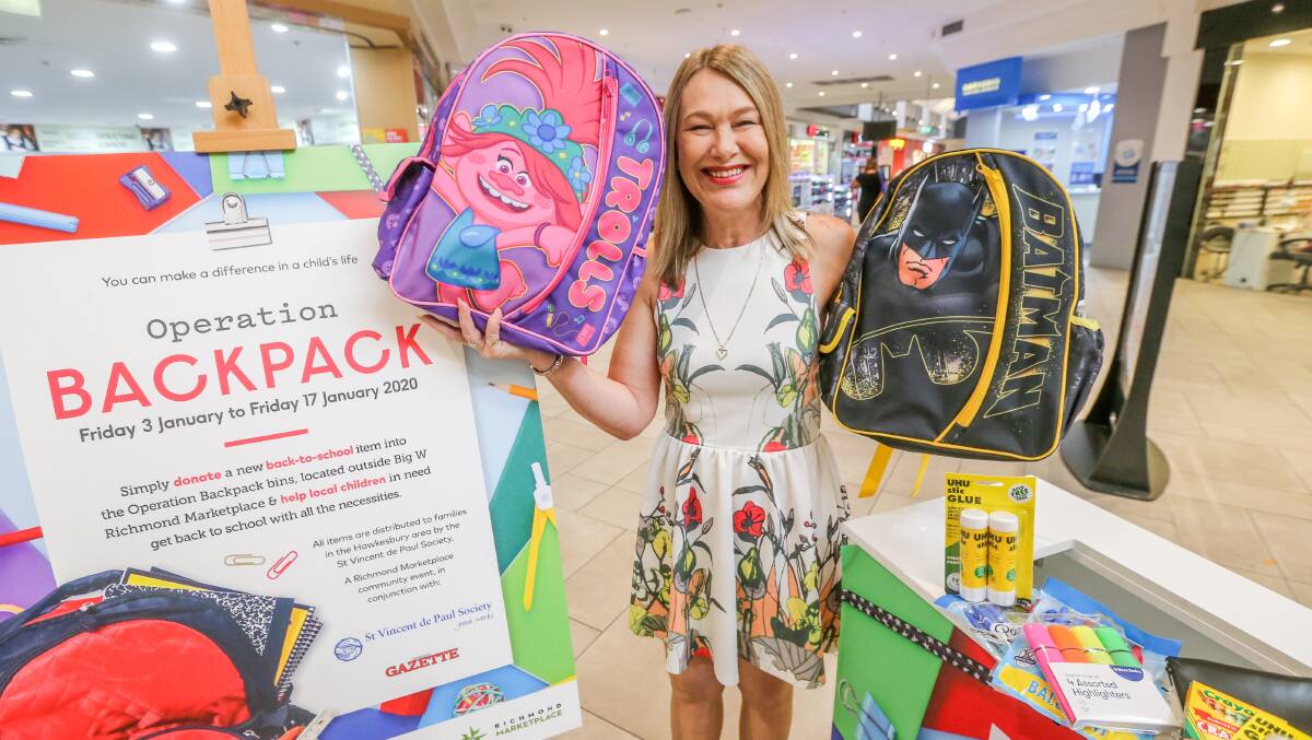 Helping hand: Richmond Marketplace's Senior Marketing Manager Tracey Thomas urges residents to donate to Operation Backpack. Picture: Geoff Jones