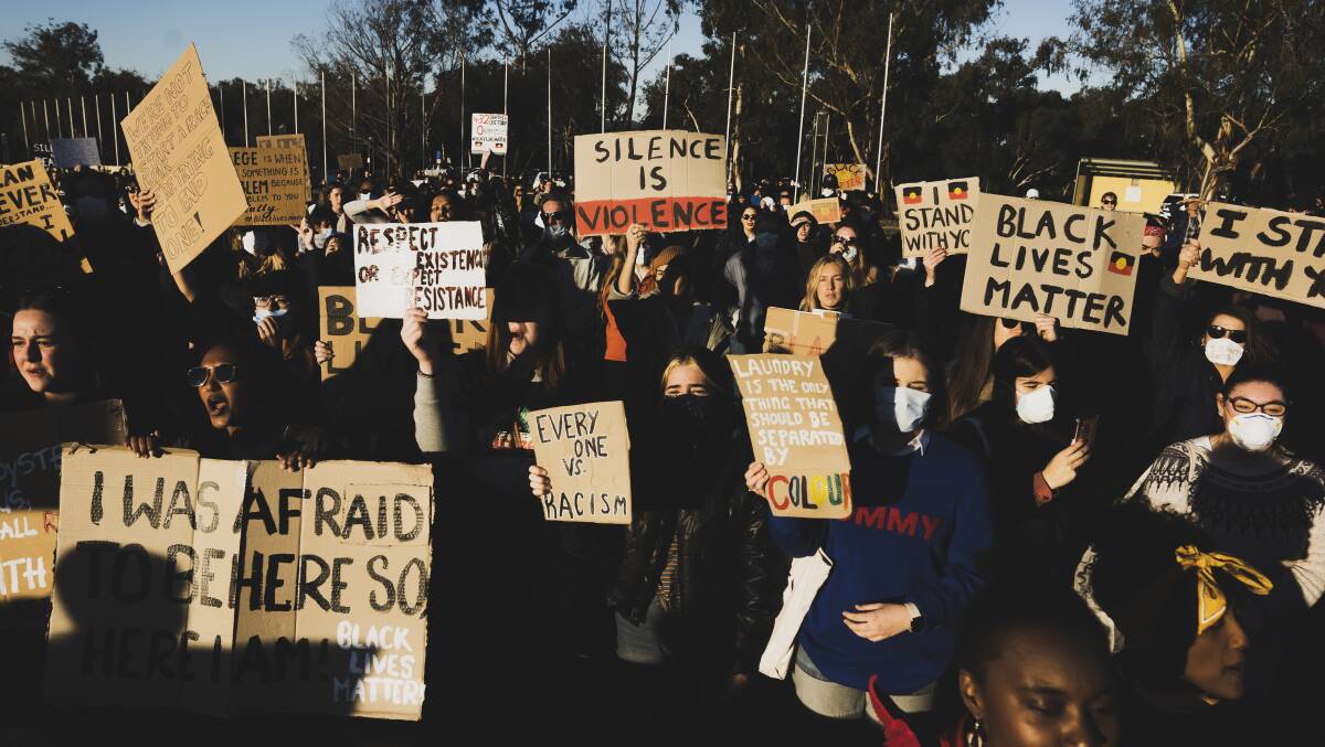 Black Lives Matter Protests in Canberra. Picture: Dion Georgopoulos