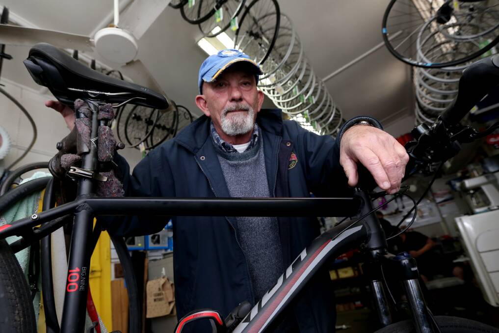 Upcycling: Windsor Cycles business partner Greg Williams said bicycle repairs were in demand more than ever before. Picture: Geoff Jones