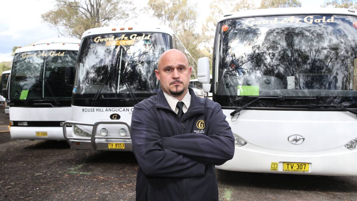"We need to come out the other side": Managing director of Good Az Gold Tours and Transfers at Oakville, Ryan Thompson, is calling for government to commit to a road to recovery plan for small bus operators to help them survive the COVID downturn. Picture: Geoff Jones