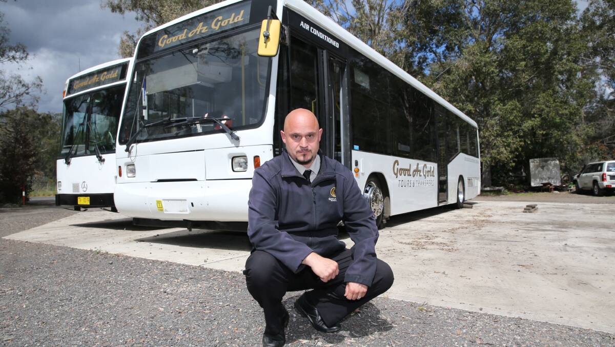 A share of the work: Good Az Gold Tours and Transfers, along with other family-owned bus companies, are asking for government to share transport work with all accredited operators in NSW - not just the bigger ones. Picture: Geoff Jones