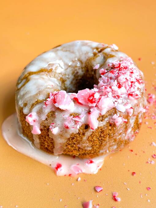 Vegan gingerbread and candy cane doughnuts. Picture: Supplied