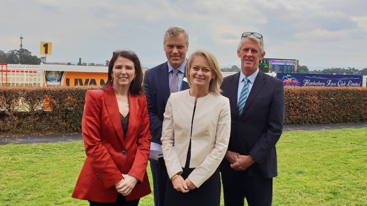Fundraiser: Kimberley Talbot, Greg Rudolph, Birgitte Maibom and Geoff Luscombe at Hawkesbury Race Club, promoting Thursday's race meeting. Picture: Supplied.