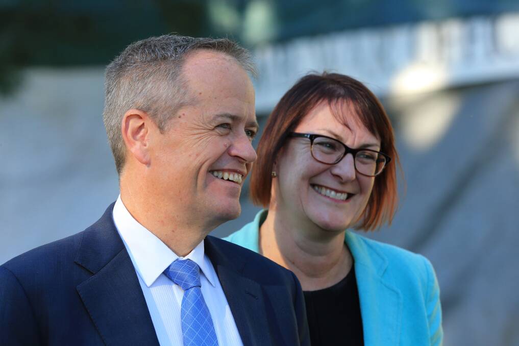 Team Labor: Opposition Leader Bill Shorten and Macquarie MP Susan Templeman at Windsor last year. Picture: Geoff Jones.