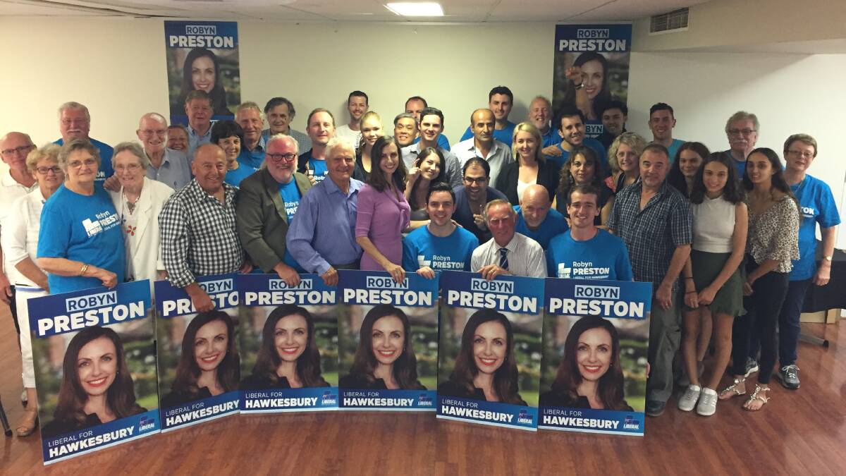 Liberal Party faithful celebrate Robyn Preston's victory at today's state election at Windsor RSL.