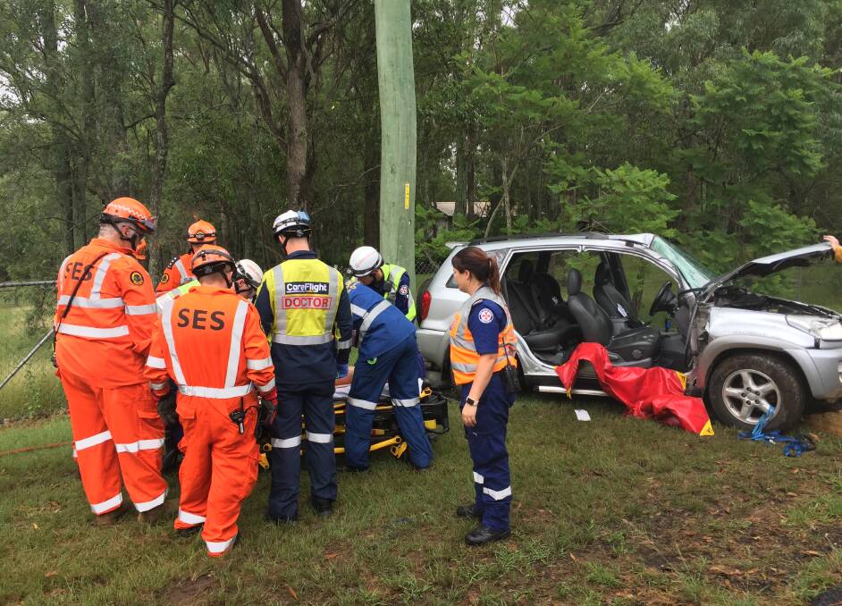 Emergency crews assist at the scene of the incident. Picture: CareFlight.