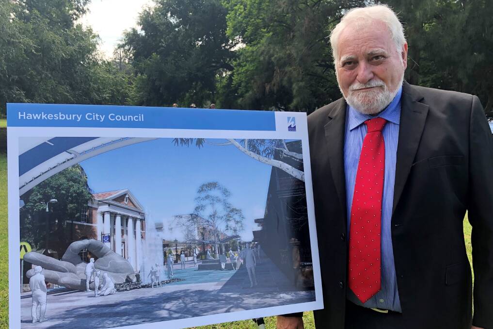 Revamp: Hawkesbury Mayor Barry Calvert with a concept design of potential improvements to Windsor town centre.