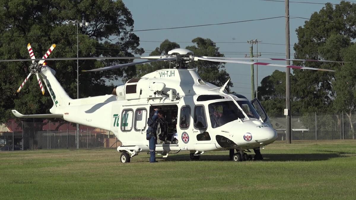 The Toll helicopter landed in a nearby park. Picture: TNV.