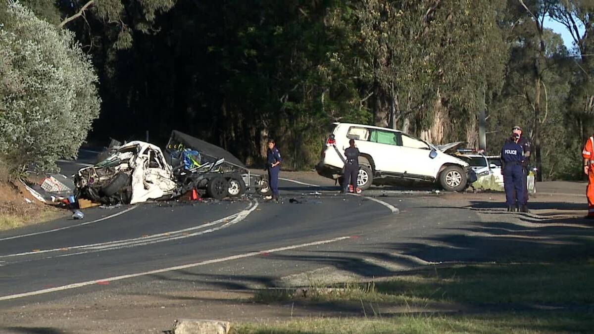 Tragedy: The scene of the collision on Bells Line of Road on Saturday morning. Picture: TNV.
