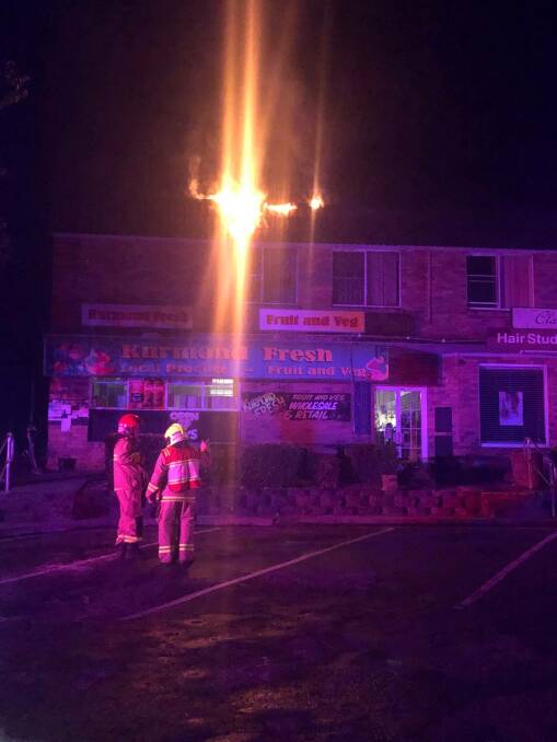 The blaze at Kurmond shops in the early hours of Sunday morning. Picture: Hawkesbury Police Area Command.