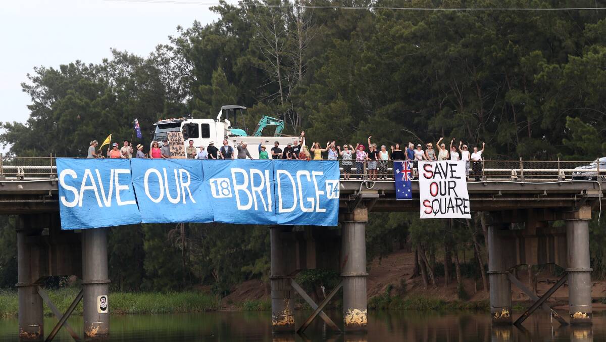 CAWB protesters at the bridge in January of last year.