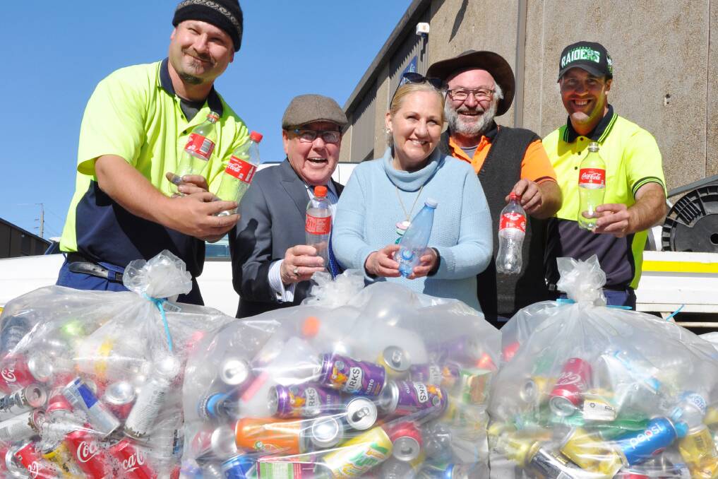 Trash is treasure: Windsor Metal Recyclers staff with Windsor Lions president Ron Coleman, Mayor Mary Lyons-Buckett and proprietor Ken Bleakley. Picture: Hawkesbury City Council.