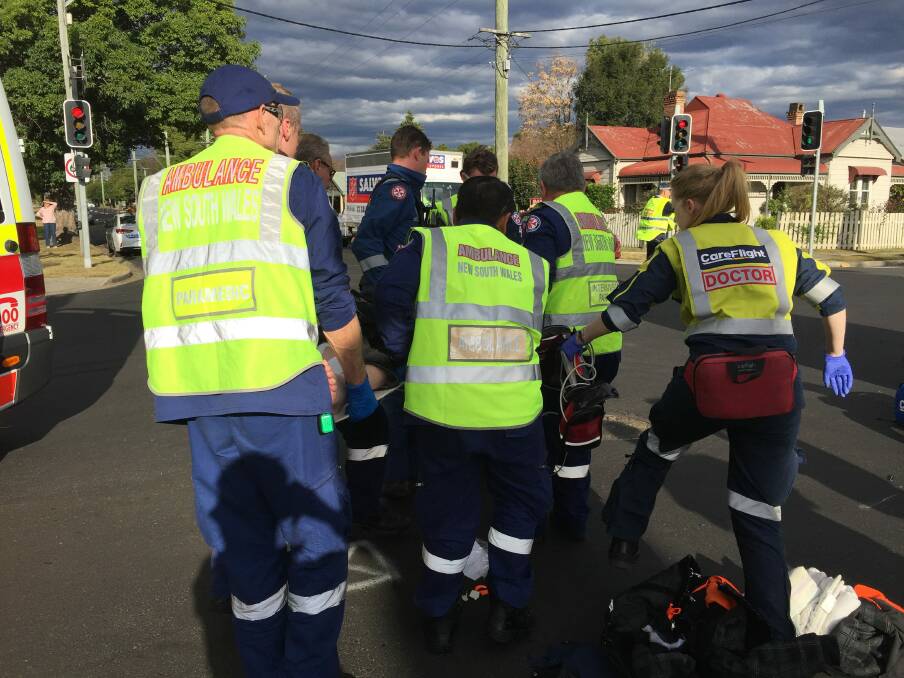 Emergency workers at the scene of the crash this morning. Picture: CareFlight.