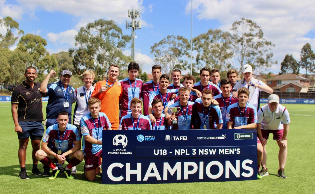 Hawks' success: Hawkesbury City FC's winning under-18s side pictured after their grand final against St George at Valentine Park on September 23. Picture: Keryn Sadler.