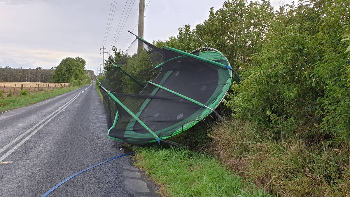 The trampoline that was picked up by the wind at Agnes Banks. Picture: TNV.