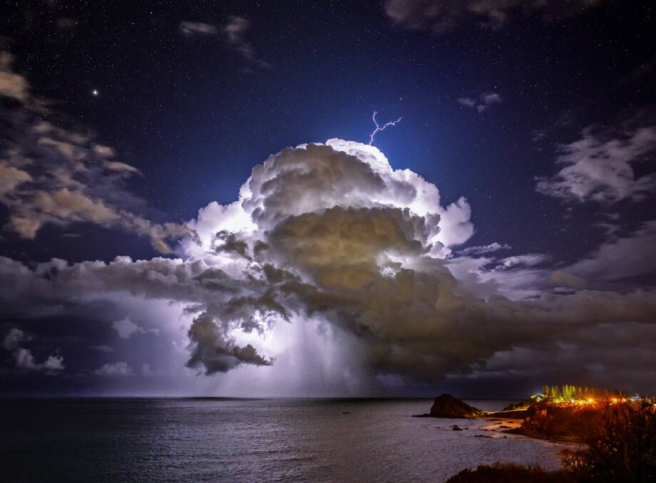 A shot of Port Macquarie's Rocky Beach overlooking Flynns and Nobby Head won a place in the 2021 World Meteorological Organisation calendar. Photo: Will Eades.