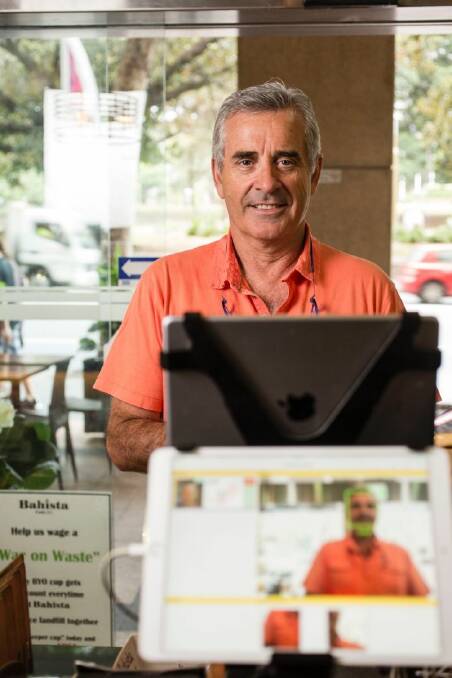 SMH. Small Business. 21st of December 2017. Bahista Caf???? owner Geoff Cropley has developed an application called Noahface which uses facial recognition to improve customer service and loyalty. Photo: Dominic Lorrimer 