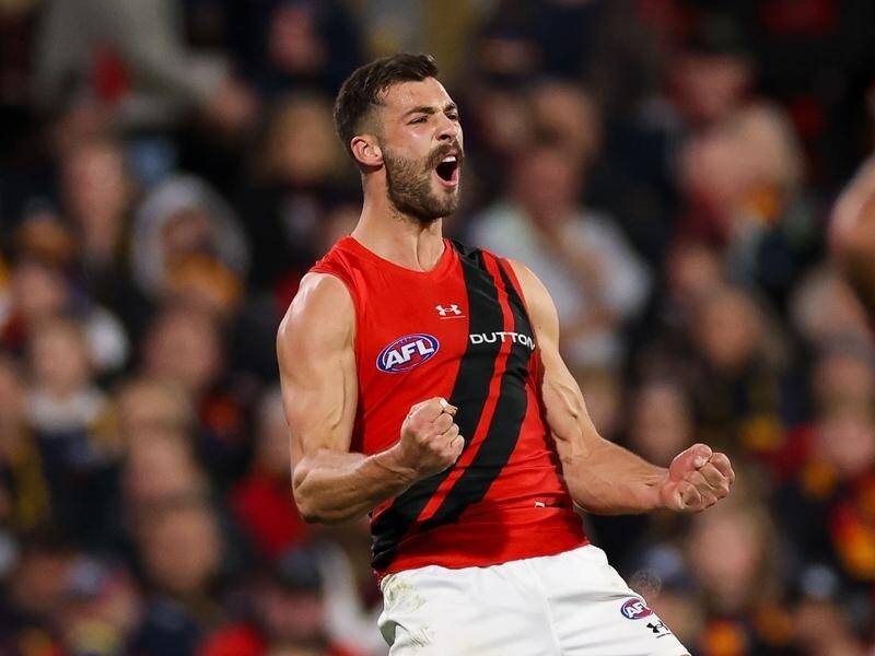 Essendon held on for their gritty three-point win, with Kyle Langford kicking two goals. (Matt Turner/AAP PHOTOS)
