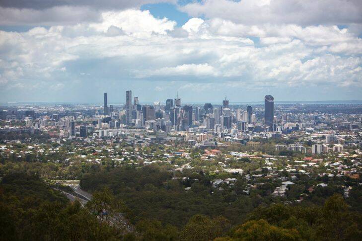 The city of Brisbane, taken from Mount Coot-tha. Brisbane, stock image, housing, property,