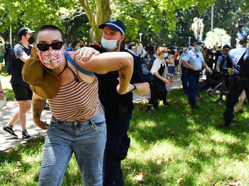 A number of protesters have been arrested after an Invasion Day rally in Sydney's Domain.