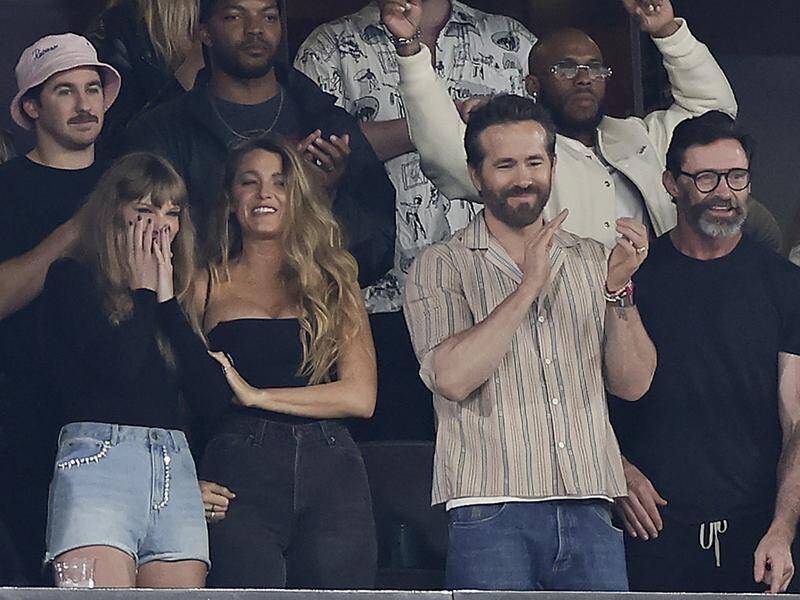 Taylor Swift, Blake Lively, Ryan Reynolds and Hugh Jackman were seen cheering on the action. (AP PHOTO)