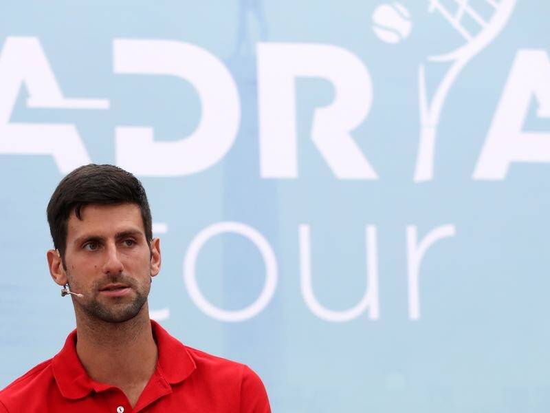 Novak Djokovic speaks at a news conference on the upcoming Adria Tour tennis tournament in Belgrade