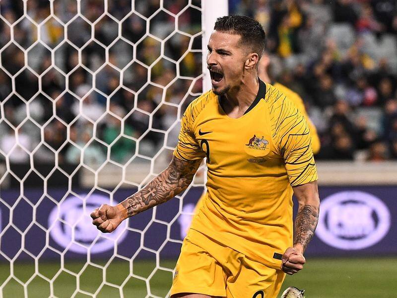 Jamie Maclaren scored his first hat-trick for Australia in the win over Nepal in Canberra.