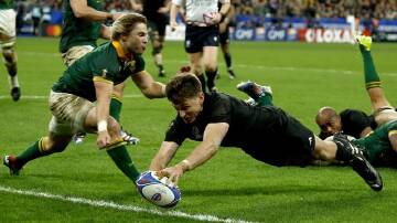 Beauden Barrett scored a try but couldn't get the All Blacks across the line in the World Cup final. (EPA PHOTO)