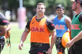 New home: Trent Merrin has joined in pre-season training with the Penrith Panthers ahead of the 2016 NRL season. Picture: Geoff Jones
