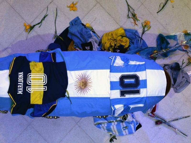 Diego Maradona's coffin lies in state at the funeral chapel of Buenos Aires' Casa Rosada palace.