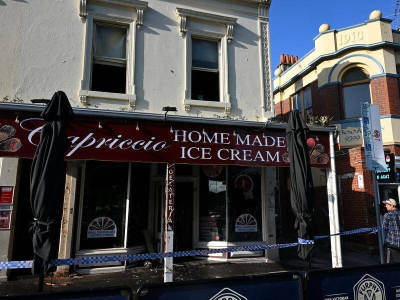 An ice cream shop fire follows dozens of arson attacks believed to be linked to gang conflict. (James Ross/AAP PHOTOS)