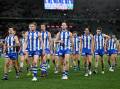 North Melbourne players attended Alastair Clarkson's first media conference as Kangaroos coach. (Morgan Hancock/AAP PHOTOS)