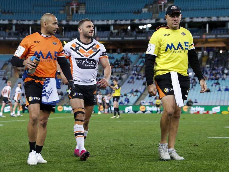 Robbie Farah suffered a leg fracture in Wests Tigers' NRL loss to Canterbury.