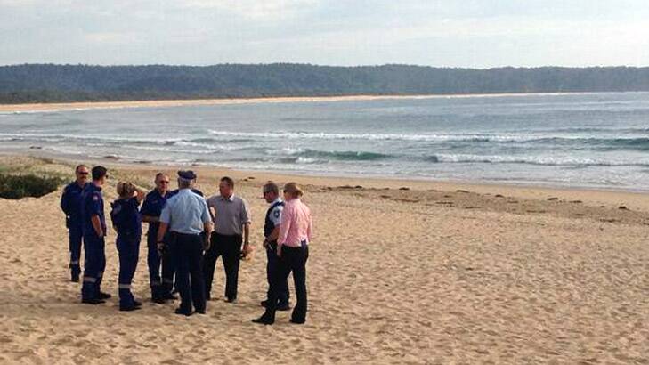 Police and ambulance at the scene of a reported fatal shark attack at Tathra. Photo: Bega District News