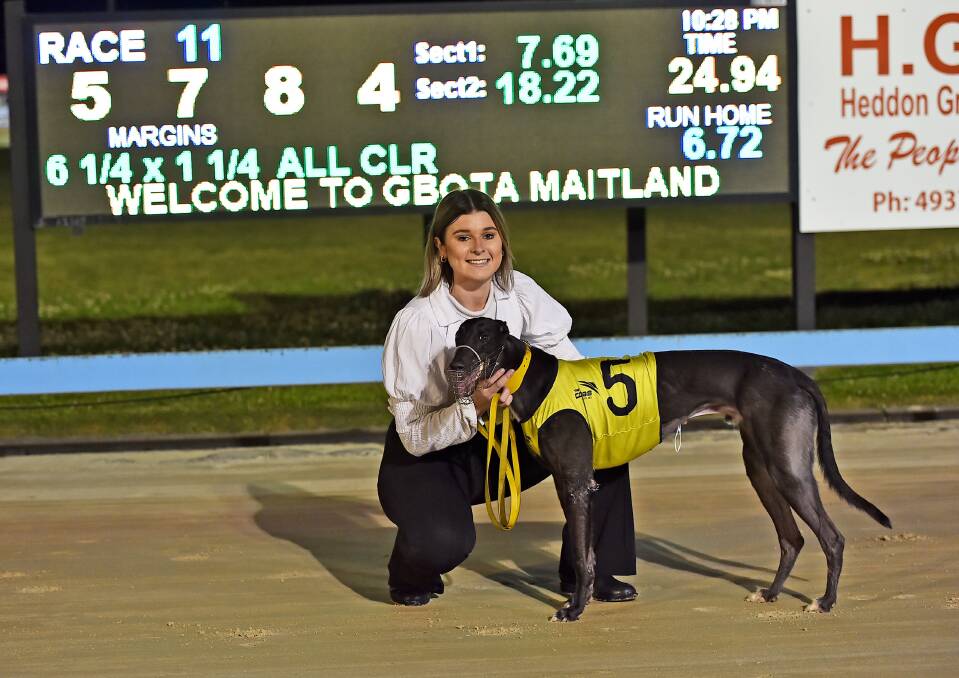 WINNING TOUCH: Jorja-Louise Howard with Doing Time after a win at Maitland earlier this year. Picture: STEPHEN WHALLAND. 