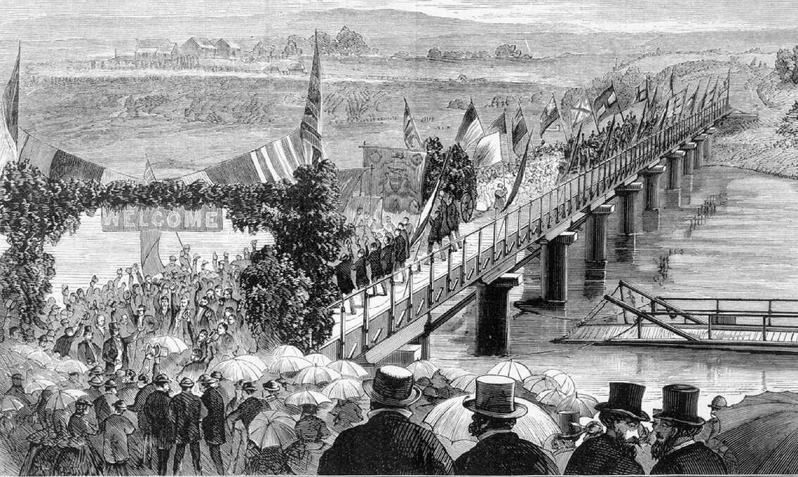 Opening of new bridge illustration from Australian News for Home Readers, November 4, 1784. State Library of Victoria.