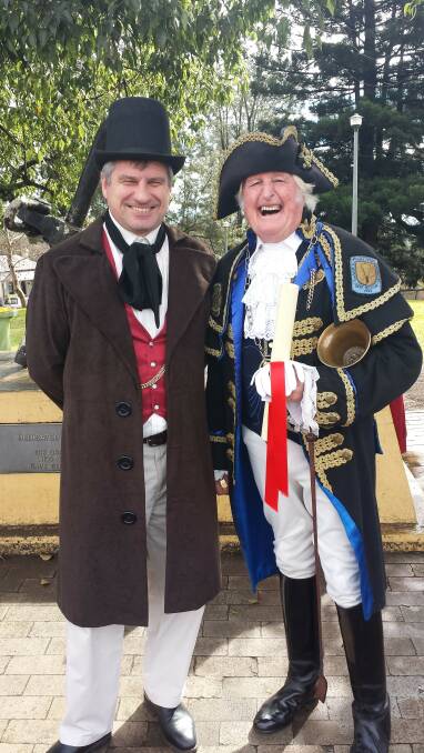 Sean Duff (Mayor Michael McQuade) and Graham Keating (Sydney Town Crier) will appear in Sunday’s parade.